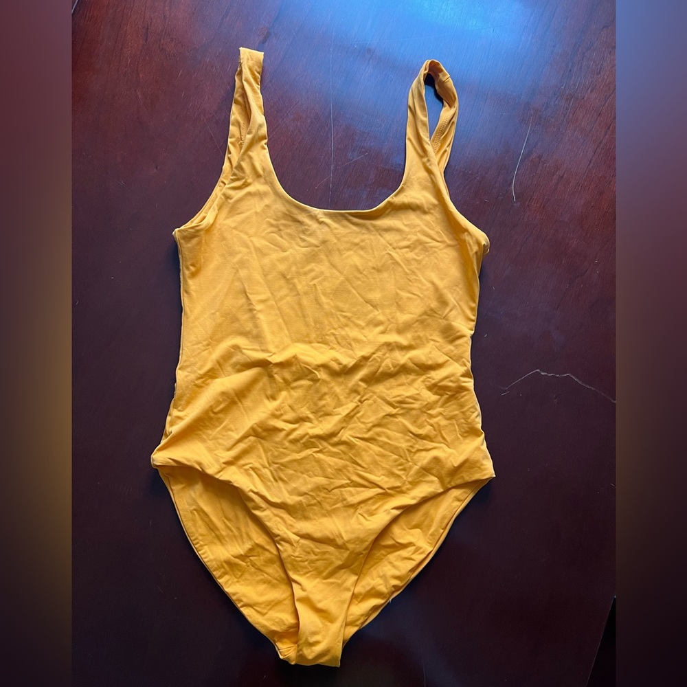 Girlfriend Collective gold one piece bathing suit size M